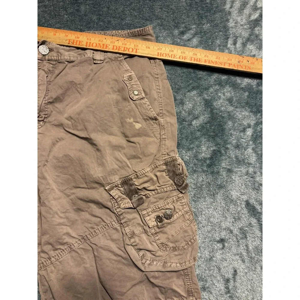 Broken Threads Mens Cargo Shorts Regular Fit 36 Brown Multi Pocket Bleach Mark